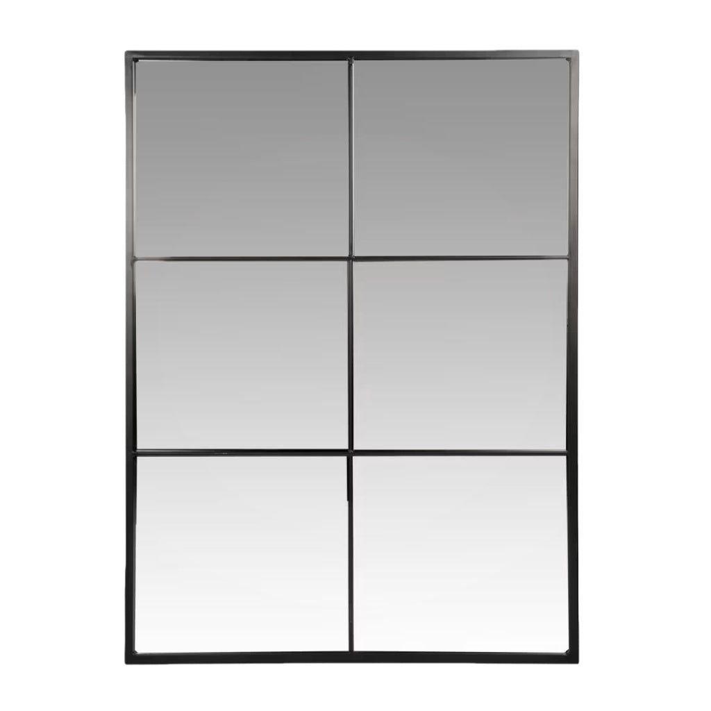 Miroir à 6 Carrés avec Cadre Noir