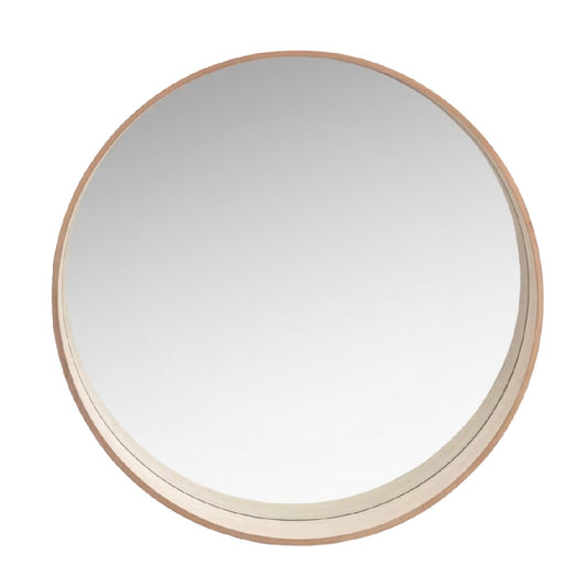 Miroir Rond avec Cadre en Bois Naturel