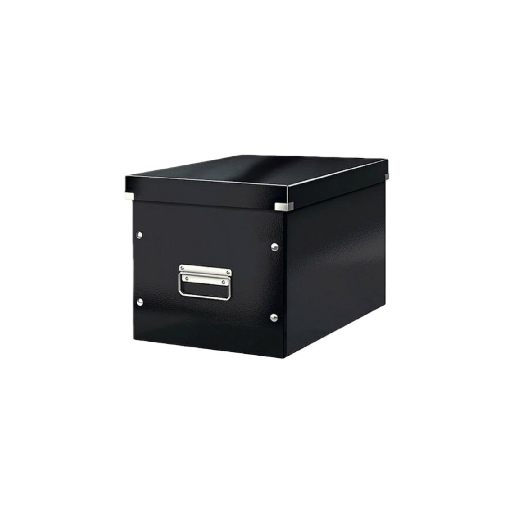 Boîte de rangement en métal, couleur noire, avec fente pour étiquette
