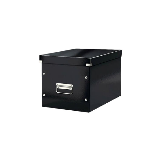 Boîte de rangement en métal, couleur noire, avec fente pour étiquette